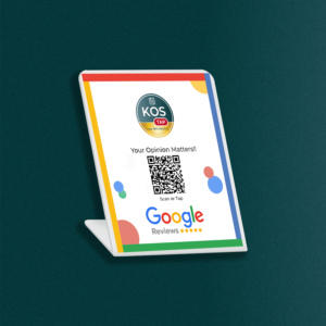 KosTap NFC & QR Code, Table Stand with Google Review Design