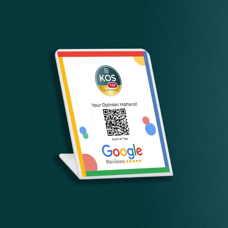 KosTap NFC & QR Code, Table Stand with Google Review Design - KosTap